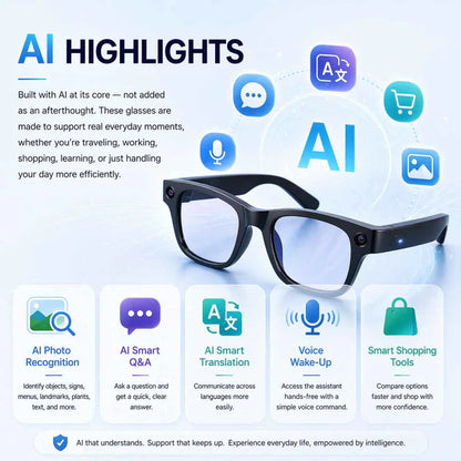 AI Smart Camera Glasses with AR Navigation, Real-Time Translation