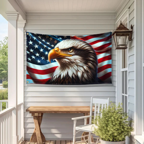 America 250th Anniversary Patriotic Eagle American Grommet Flag