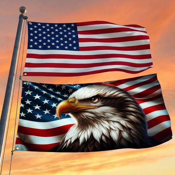 America 250th Anniversary Patriotic Eagle American Grommet Flag