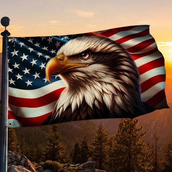 America 250th Anniversary Patriotic Eagle American Grommet Flag