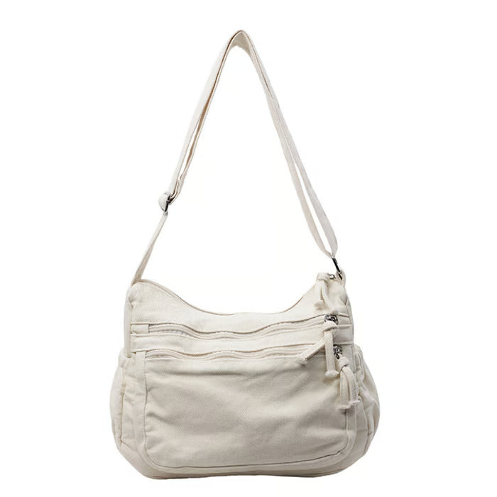 Multi-Pocket Canvas Crossbody Bag for Daily Travel