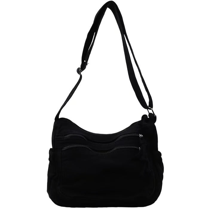 Multi-Pocket Canvas Crossbody Bag for Daily Travel